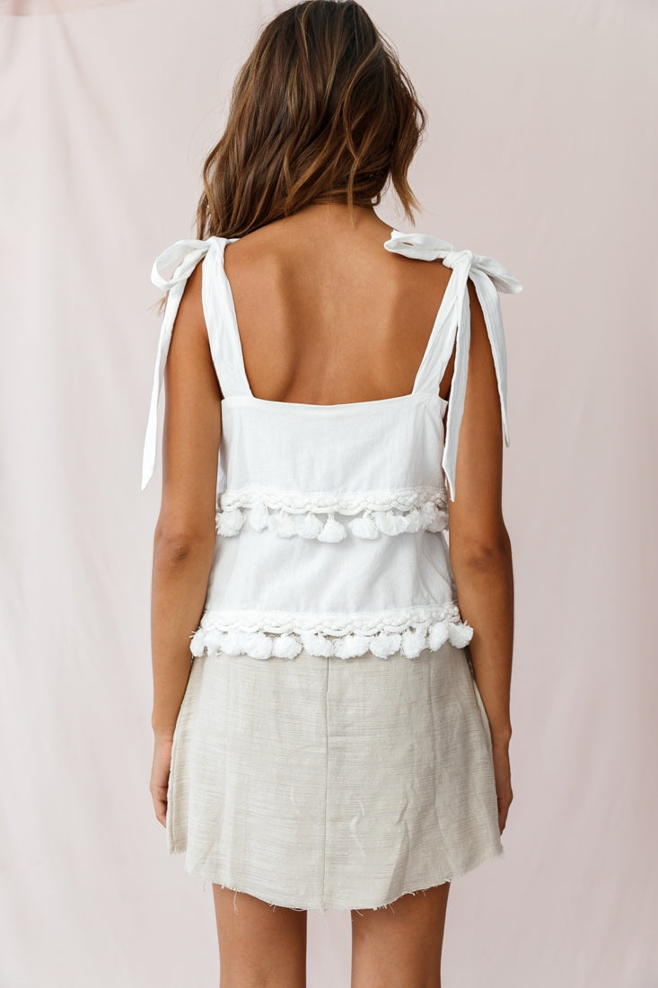 Sirocco Layered Tassel Top White by Selfie Leslie