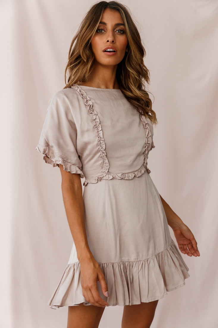 Thursday Ruffle Detail Lace-Up Back Dress Mocha by Selfie Leslie