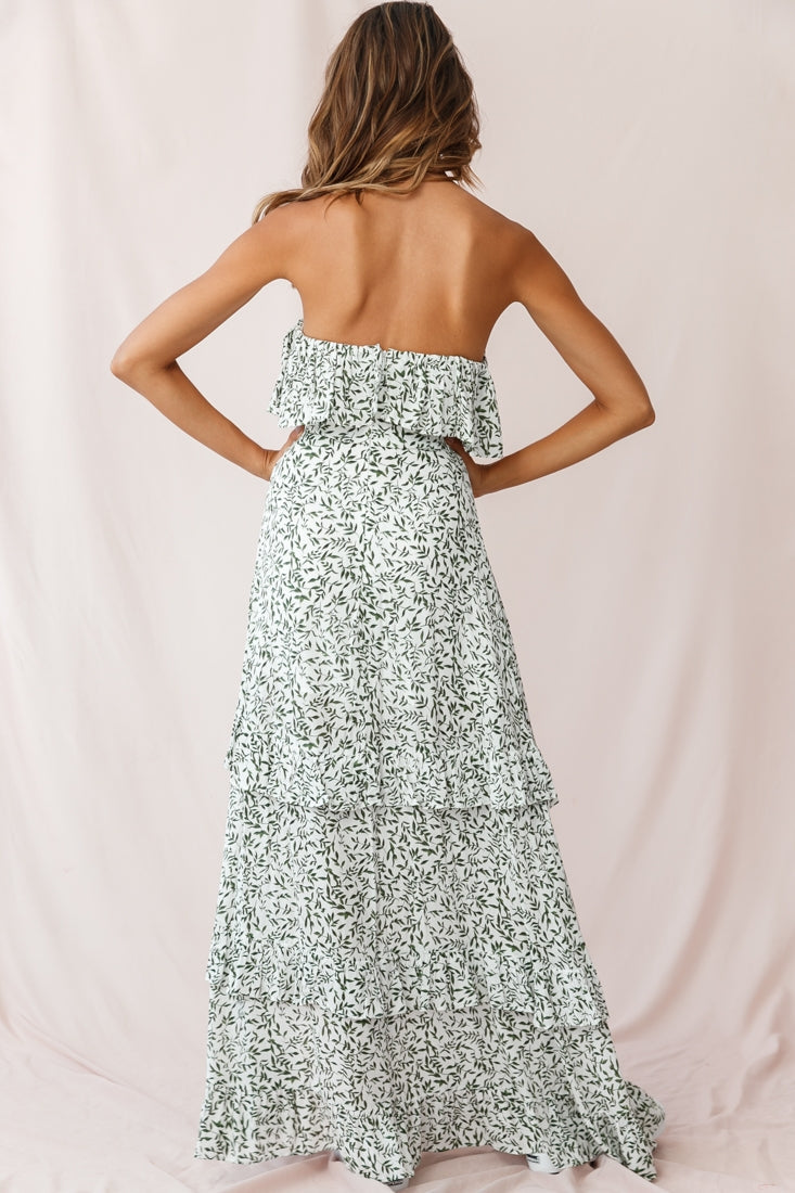 Kiya Layered Bandeau Maxi Dress White Floral Print by Selfie Leslie