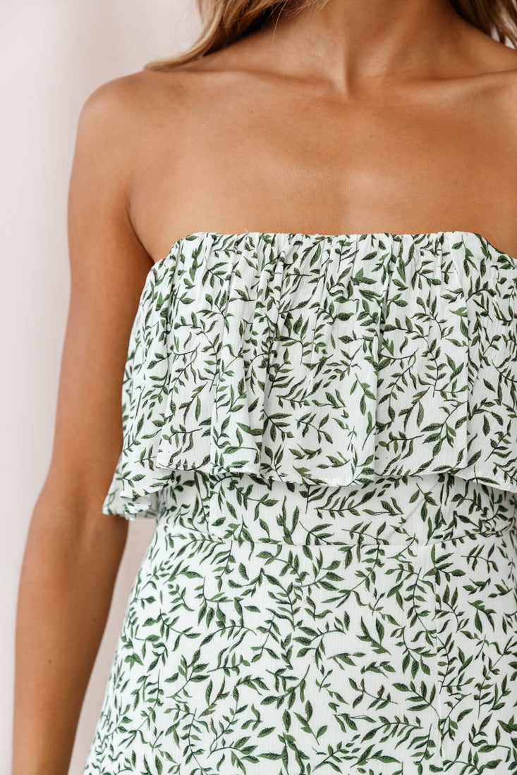 Kiya Layered Bandeau Maxi Dress White Floral Print by Selfie Leslie