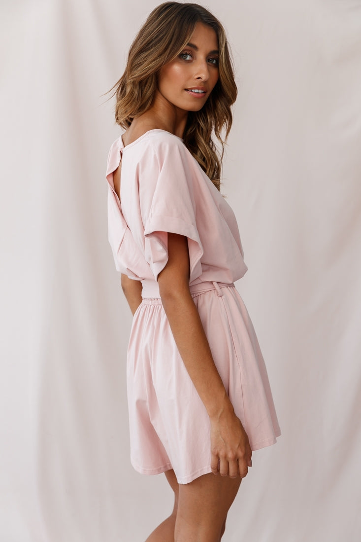 Chelsea Belted T-Shirt Romper Blush by Selfie Leslie