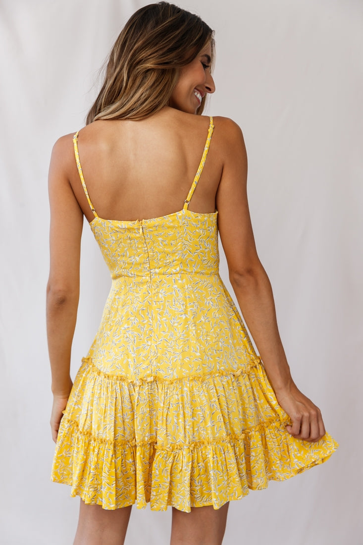 Rikki Layered Ruffle Bust-Tie Dress Mustard by Selfie Leslie