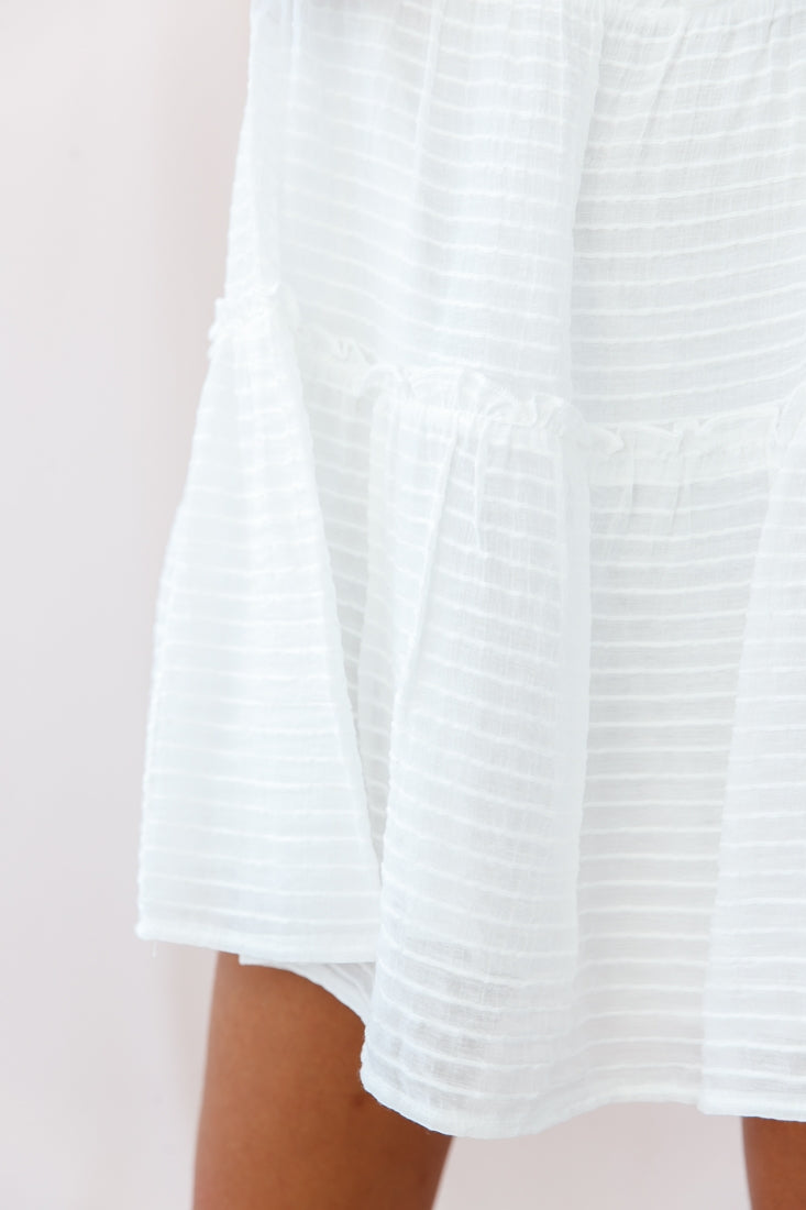 Dolly Layered Ruffle Tied Shoulder Strap Dress White by Selfie Leslie
