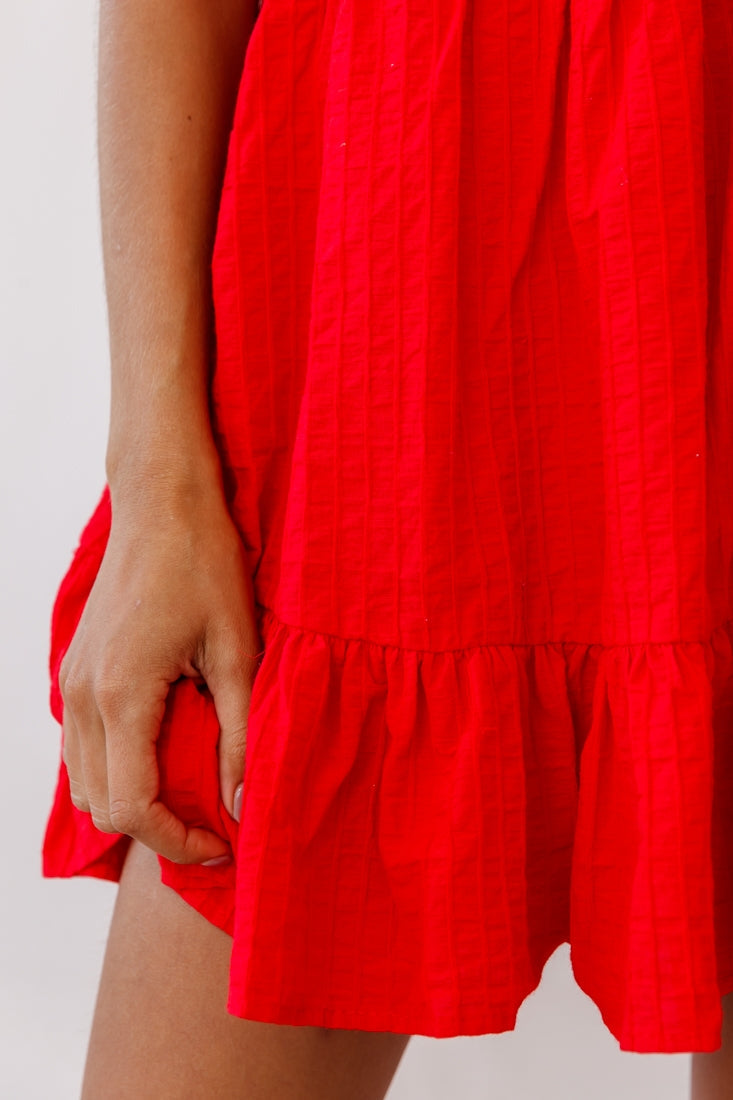 Heather Round Neck Swing Dress Red by Selfie Leslie