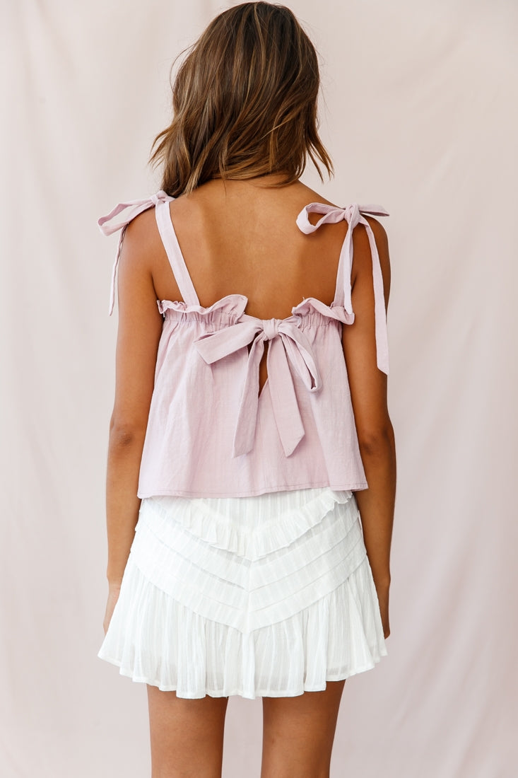 Journey Tied Shoulder Elasticated Neckline Top Blush by Selfie Leslie