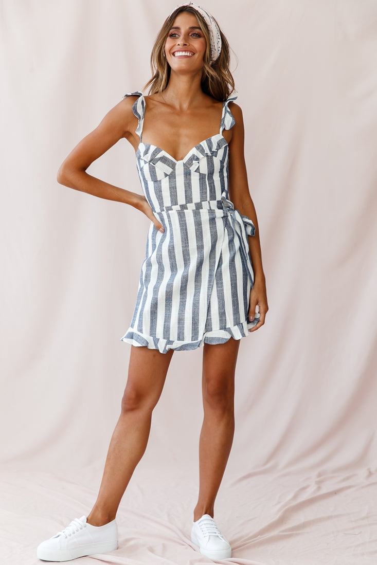 Lyla Sweetheart Neckline Wrap Dress Blue by Selfie Leslie