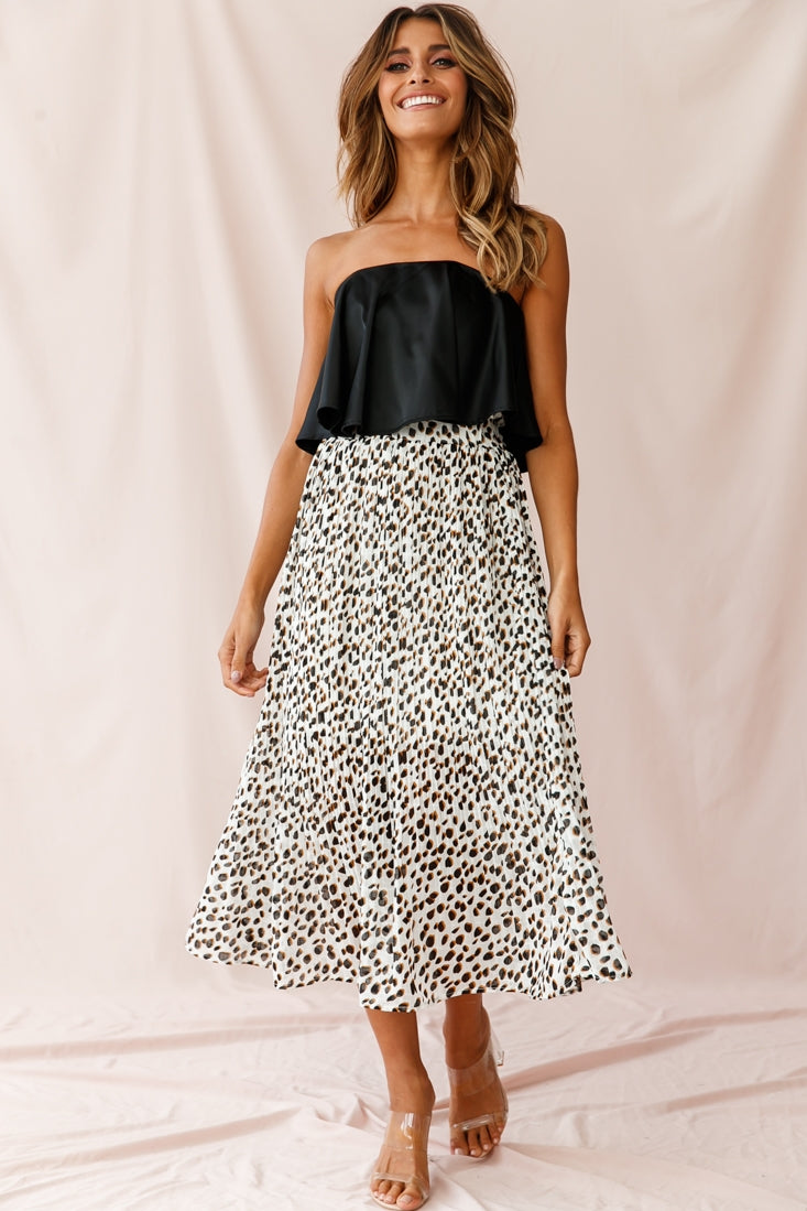 Marie Satin Bandeau Crop Top Black by Selfie Leslie