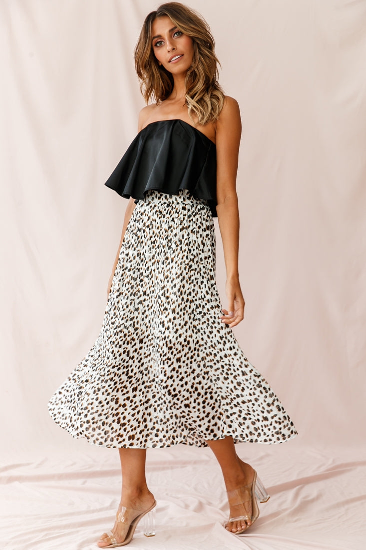 Marie Satin Bandeau Crop Top Black by Selfie Leslie