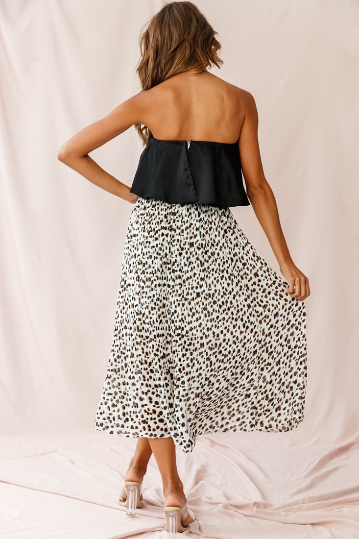 Marie Satin Bandeau Crop Top Black by Selfie Leslie