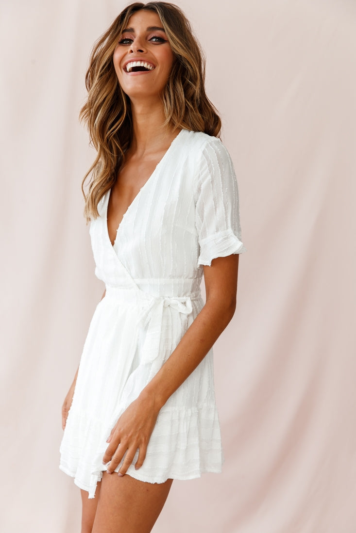 Rubi V-Neckline Wrap Dress White by Selfie Leslie