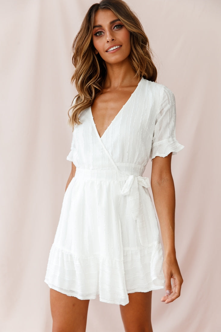 Rubi V-Neckline Wrap Dress White by Selfie Leslie