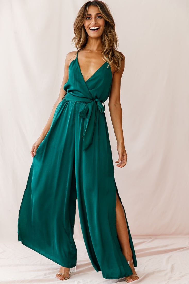 Miso Wide-Leg Cami Jumpsuit Forest Green by Selfie Leslie