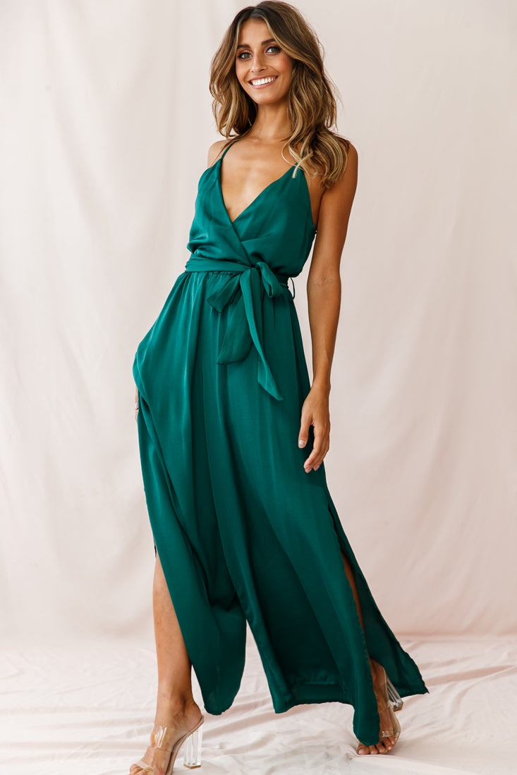 Miso Wide-Leg Cami Jumpsuit Forest Green by Selfie Leslie