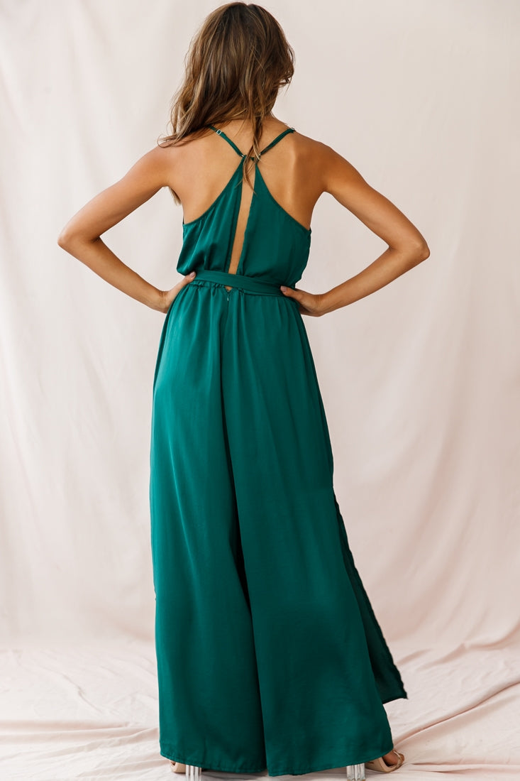 Miso Wide-Leg Cami Jumpsuit Forest Green by Selfie Leslie