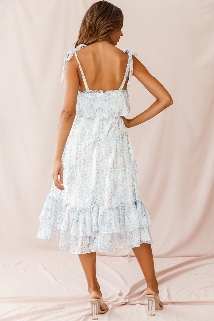 Maeve Shoulder Tie Layered Ruffle Dress White by Selfie Leslie