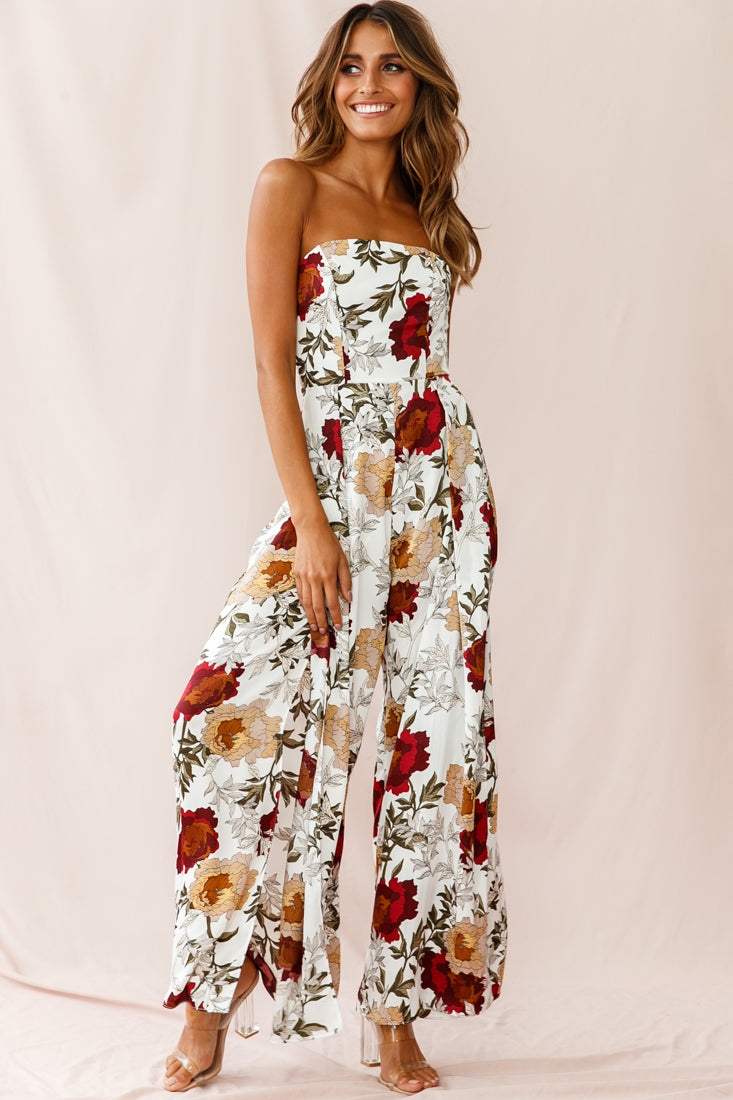 Yuzu Wide Leg Bandeau Jumpsuit White by Selfie Leslie