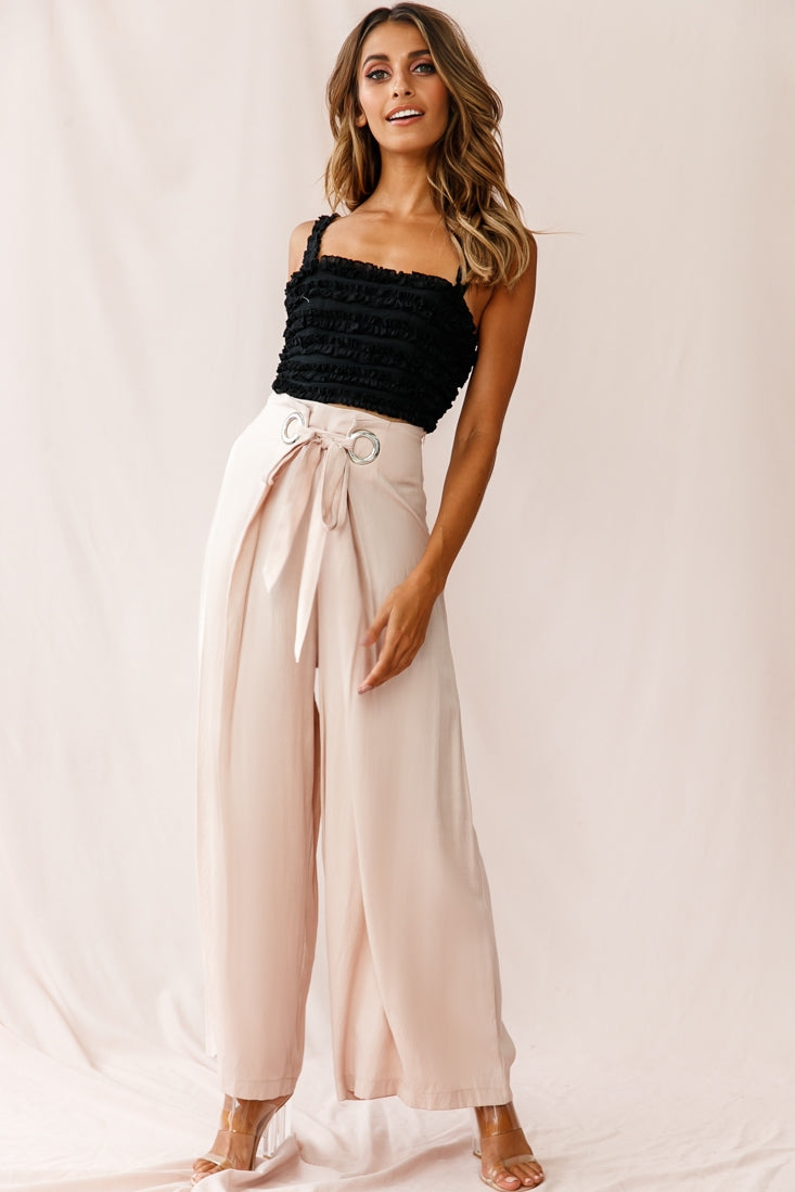 Lolita Frill Embellished Crop Top Black by Selfie Leslie