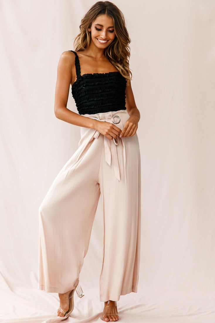 Saigon Wide Leg Eyelet Pants Mocha by Selfie Leslie