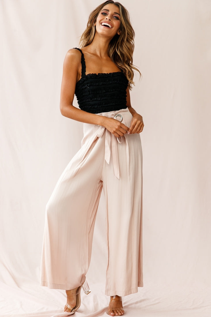 Saigon Wide Leg Eyelet Pants Mocha by Selfie Leslie