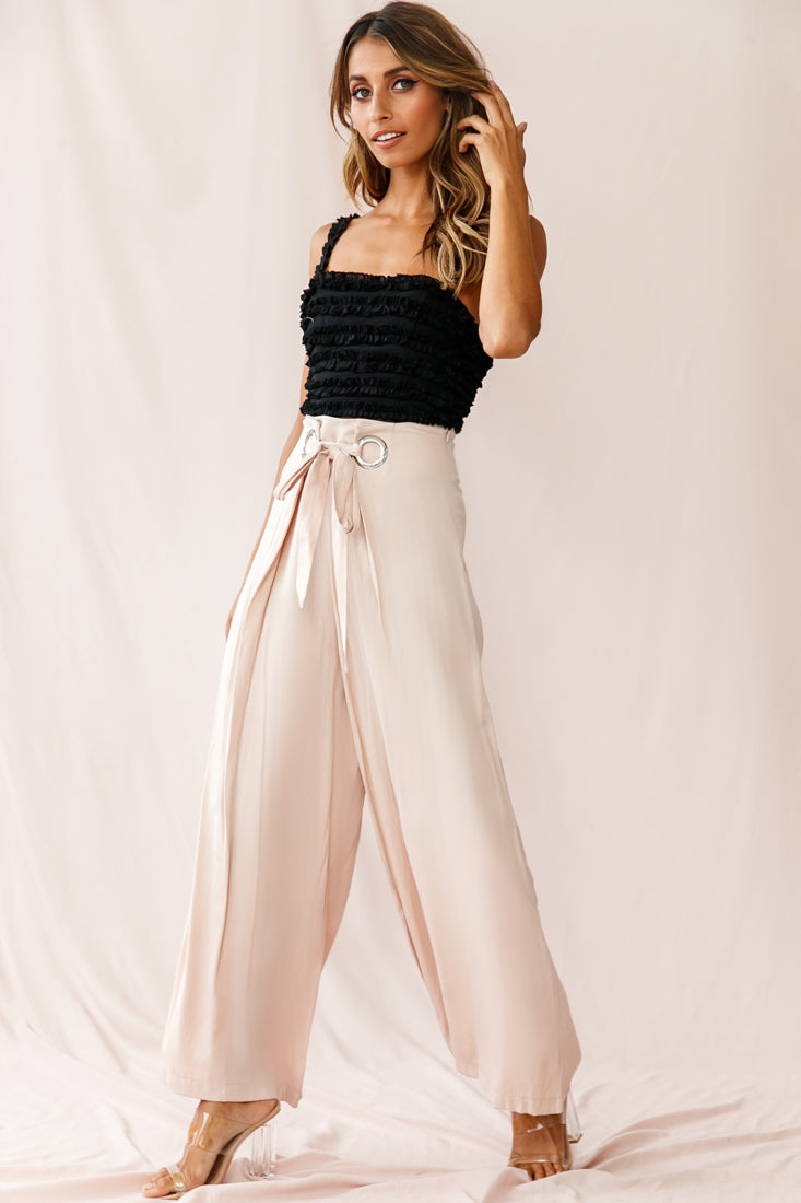 Saigon Wide Leg Eyelet Pants Mocha by Selfie Leslie