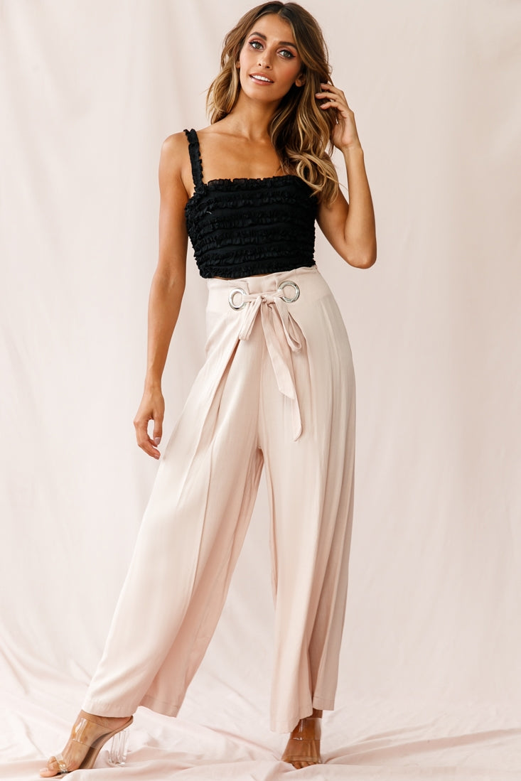Lolita Frill Embellished Crop Top Black by Selfie Leslie