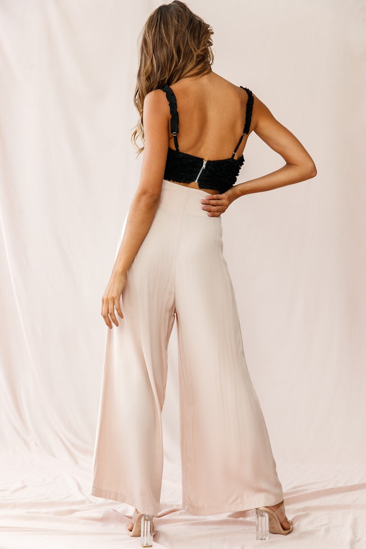 Saigon Wide Leg Eyelet Pants Mocha by Selfie Leslie