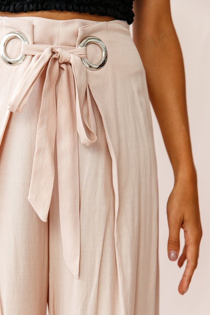 Saigon Wide Leg Eyelet Pants Mocha by Selfie Leslie