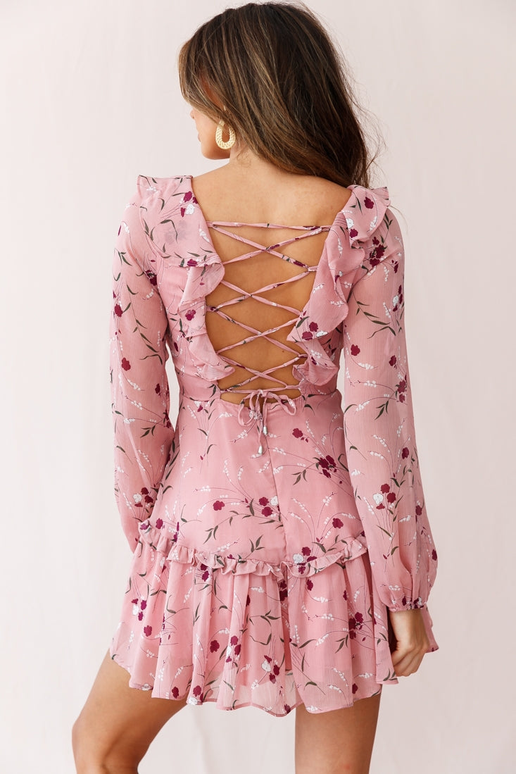 Brentwood Lace Up Babydoll Dress Rose by Selfie Leslie
