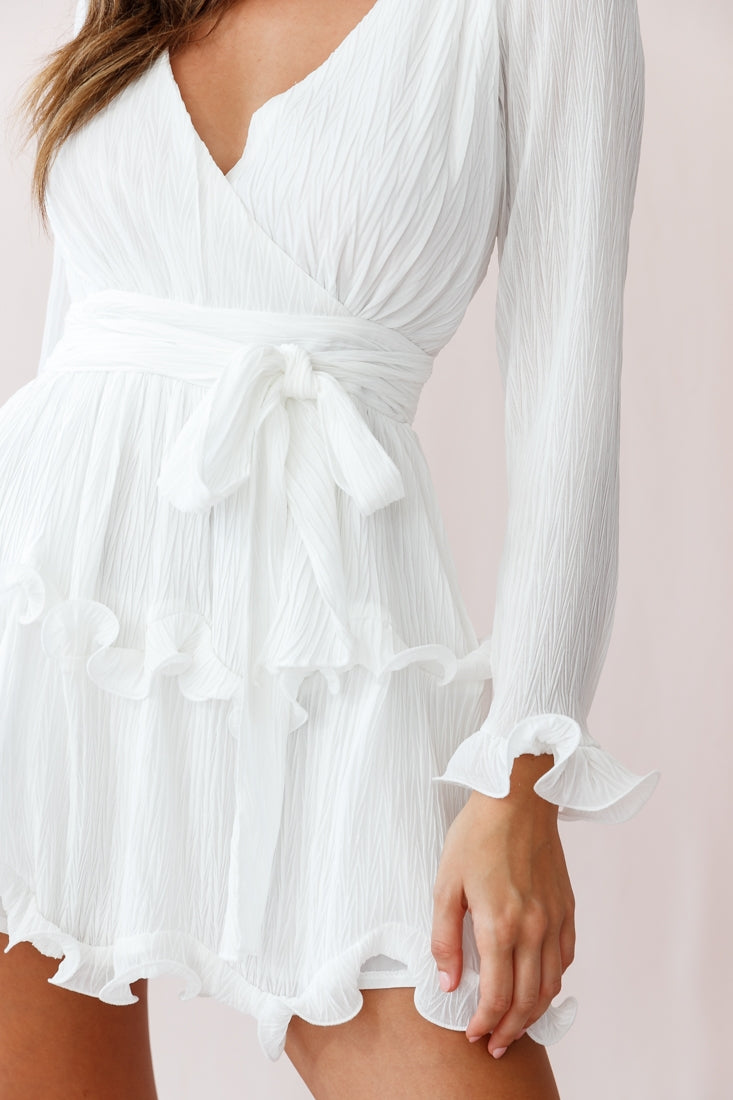 Greta Tiered Ruffle Chiffon Dress White by Selfie Leslie