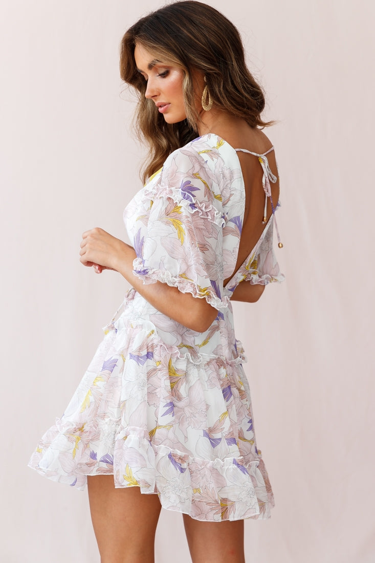 Psalm Angel Sleeve Frill Dress White by Selfie Leslie