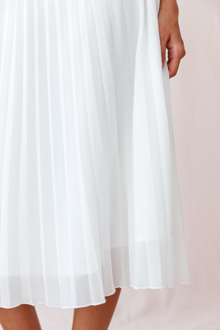 Artemis Accordion Pleat Strappy Back Midi Dress White by Selfie Leslie