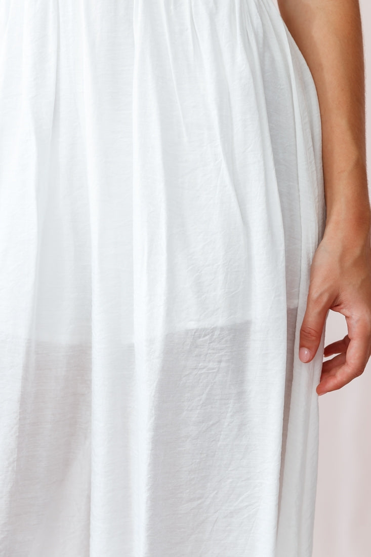 Laney Wide Leg Ruffle Detail Jumpsuit White by Selfie Leslie