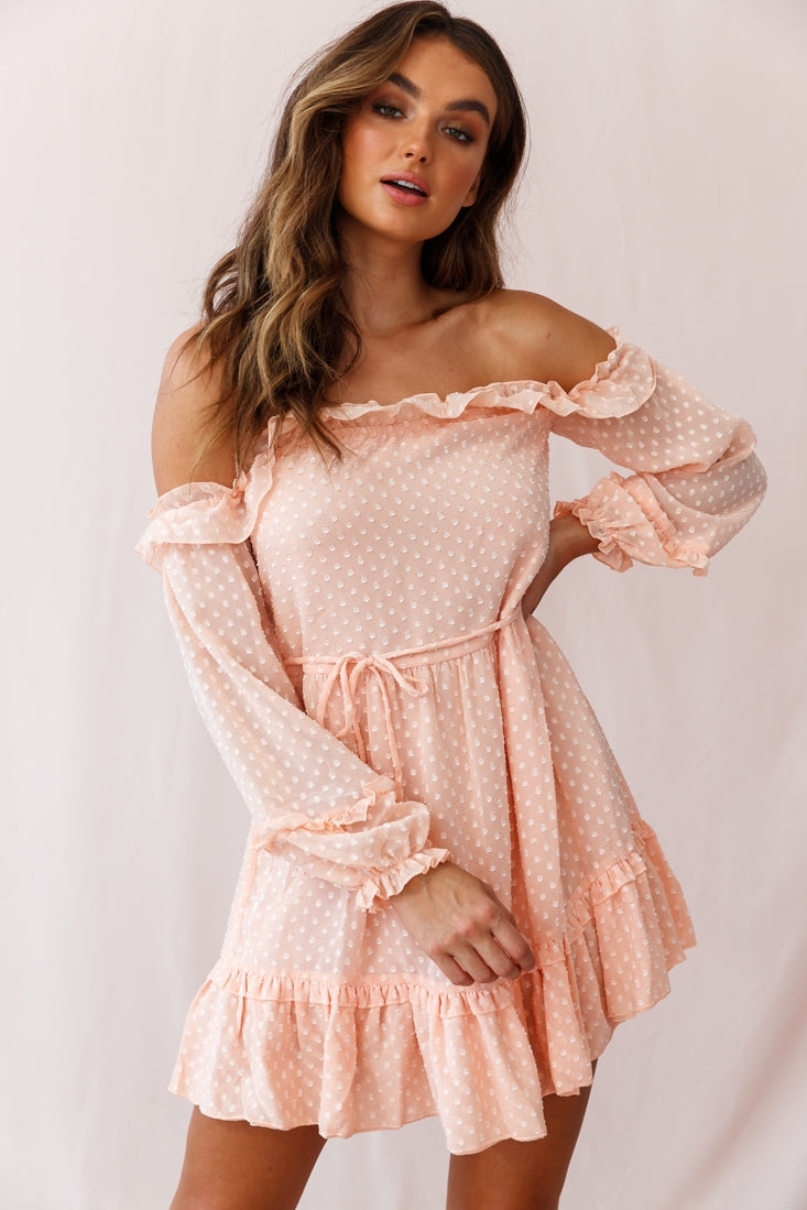 Tracee Bardot Neckline Dress Nude by Selfie Leslie