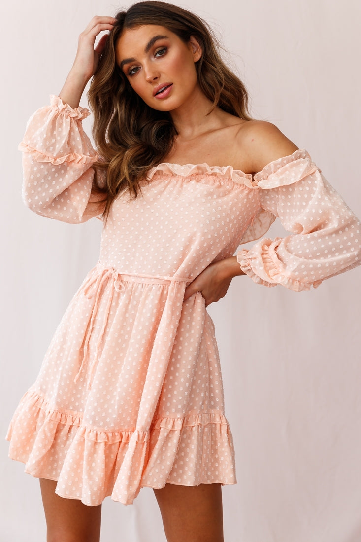 Tracee Bardot Neckline Dress Nude by Selfie Leslie