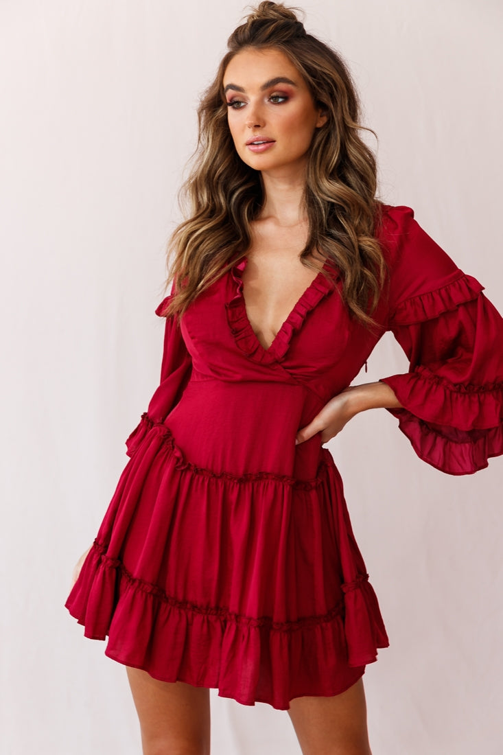 Albany Bell Sleeve Frill Dress Navy