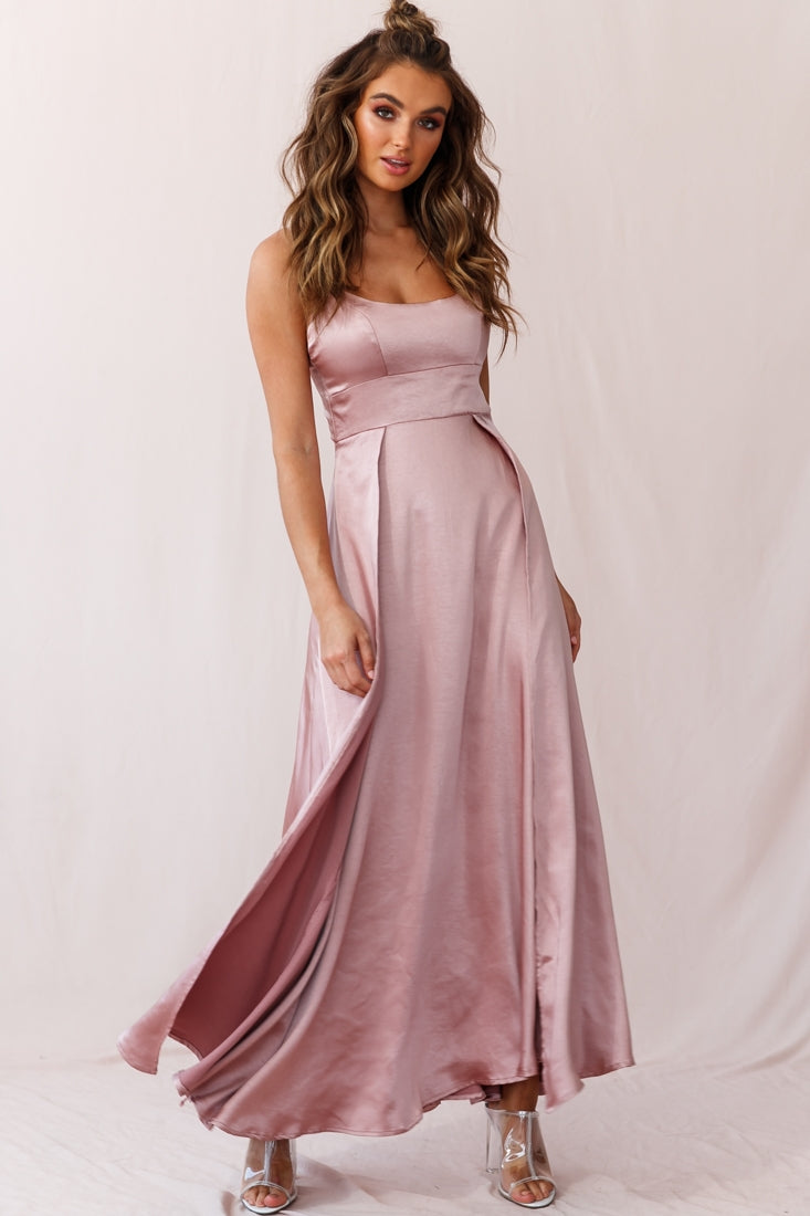 Joanne Empire Waist Maxi Dress Rose Gold by Selfie Leslie