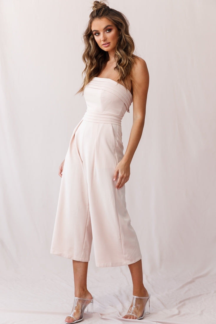 Chosen Strapless Wide Leg Jumpsuit Nude Pink by Selfie Leslie