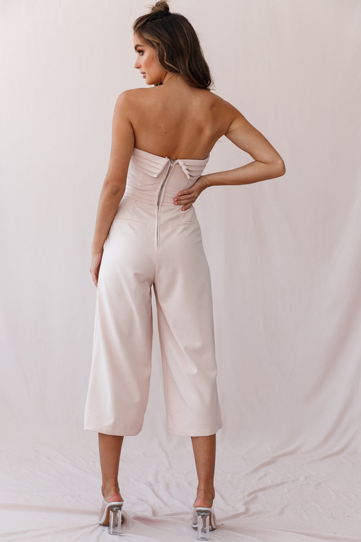 Chosen Strapless Wide Leg Jumpsuit Nude Pink by Selfie Leslie