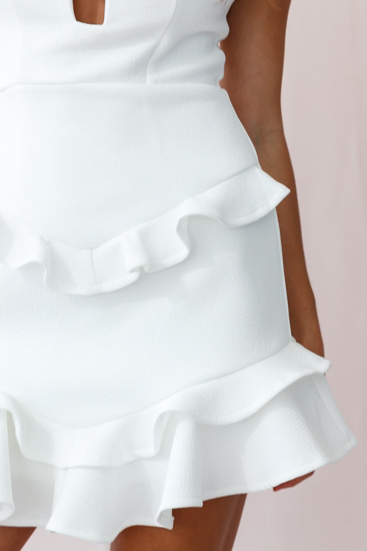 James Tiered Frill Mini Dress White by Selfie Leslie
