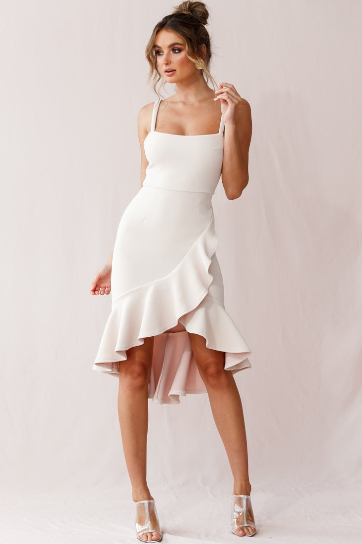 Cartagena High-Low Asymmetric Salsa Dress Beige by Selfie Leslie