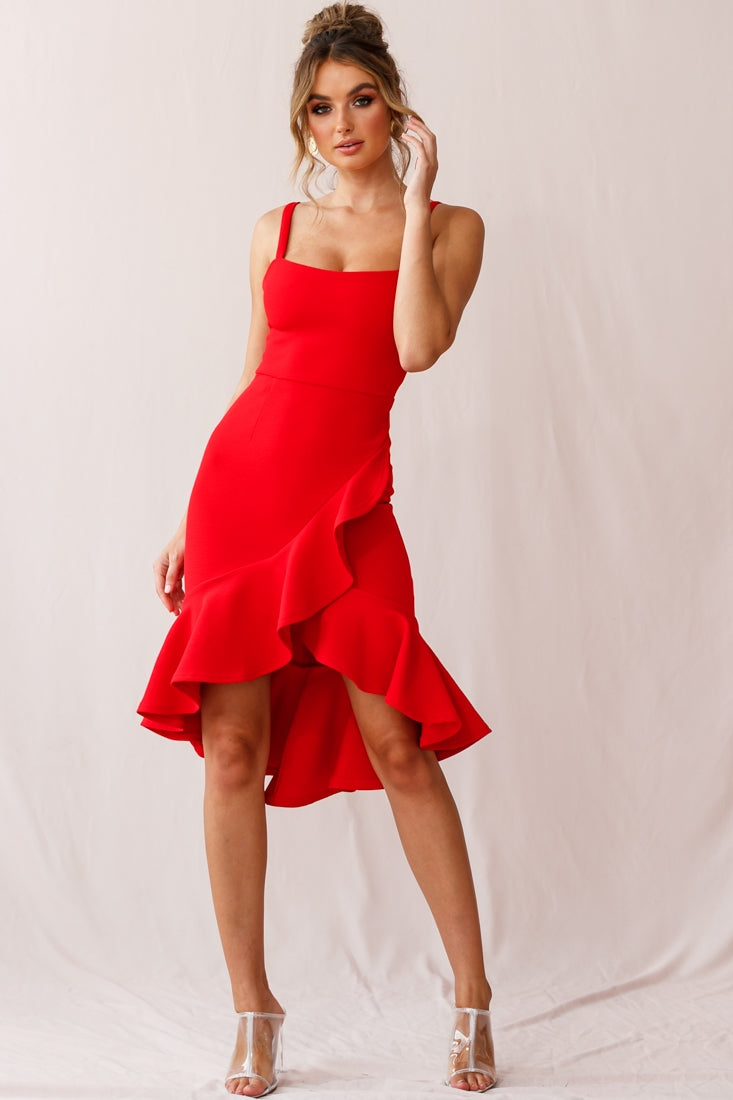 Cartagena High-Low Asymmetric Salsa Dress Red by Selfie Leslie