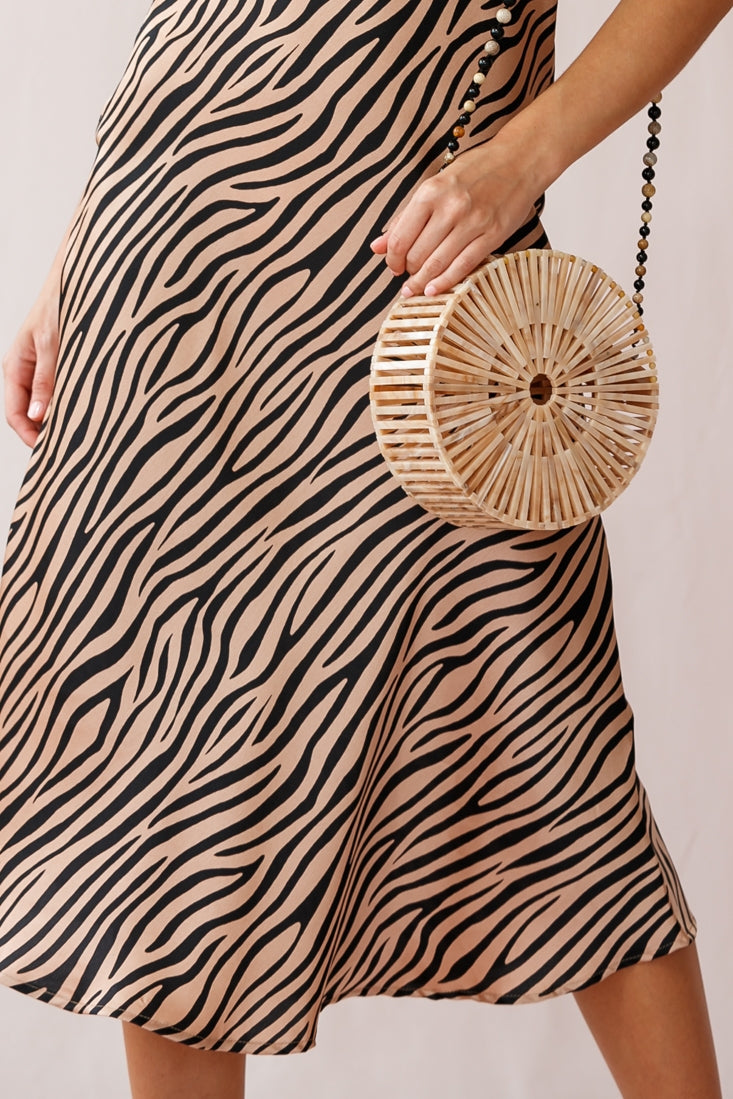 Perfect Day Satin Midi Dress Bronze/Black by Selfie Leslie