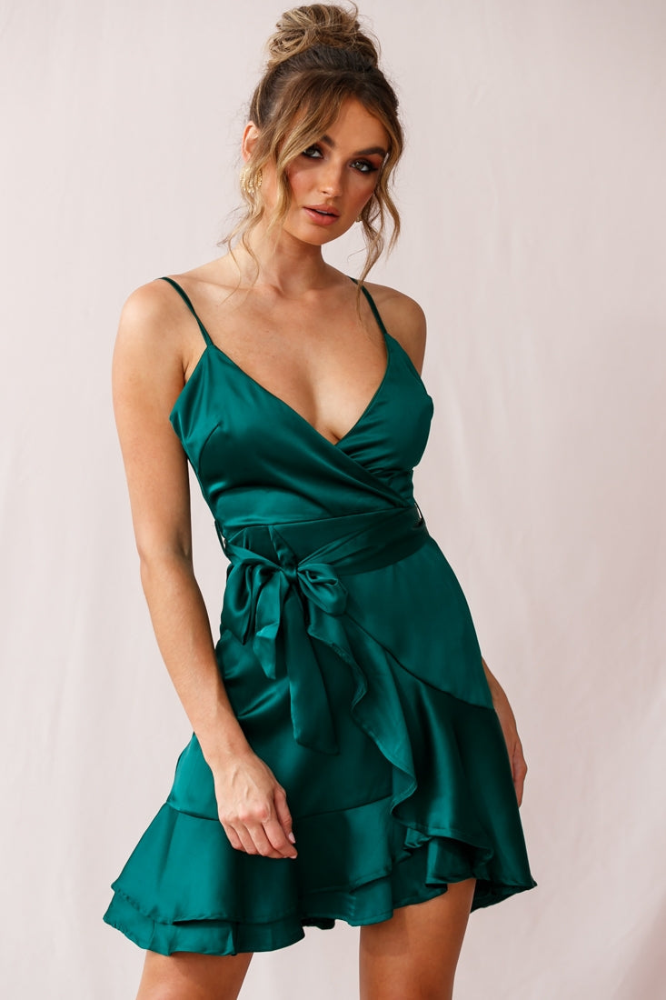 Khandi Flowy Date Night Dress Green Jade by Selfie Leslie