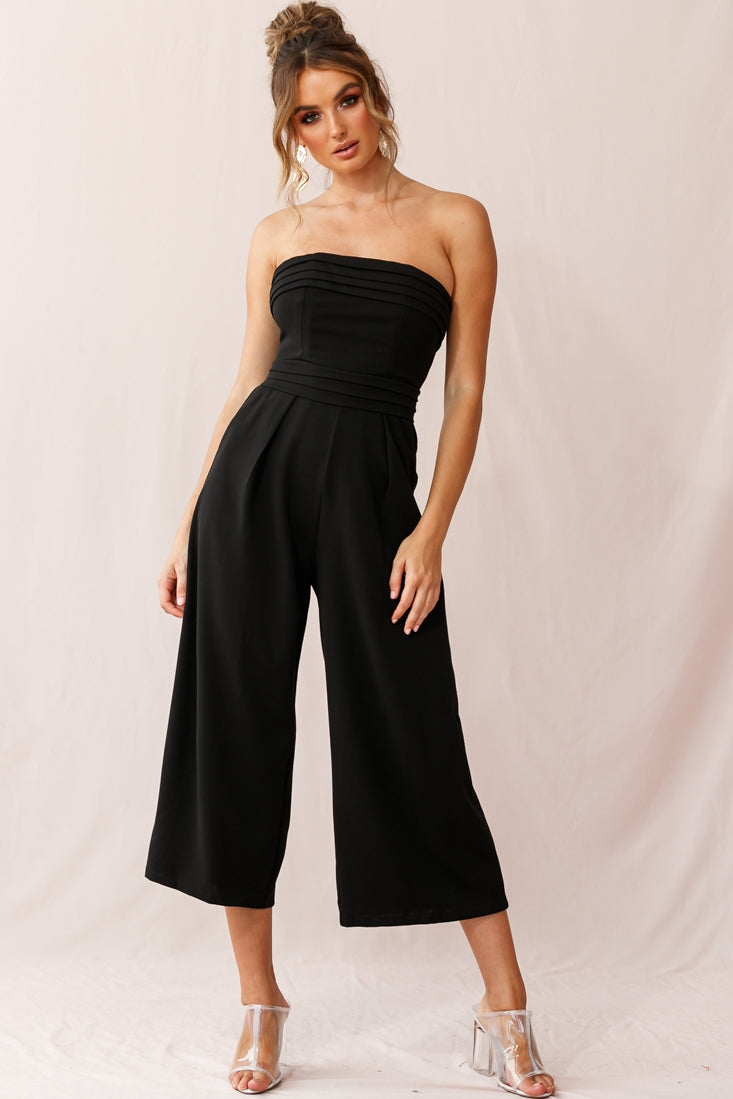 Chosen Strapless Wide Leg Jumpsuit Black by Selfie Leslie