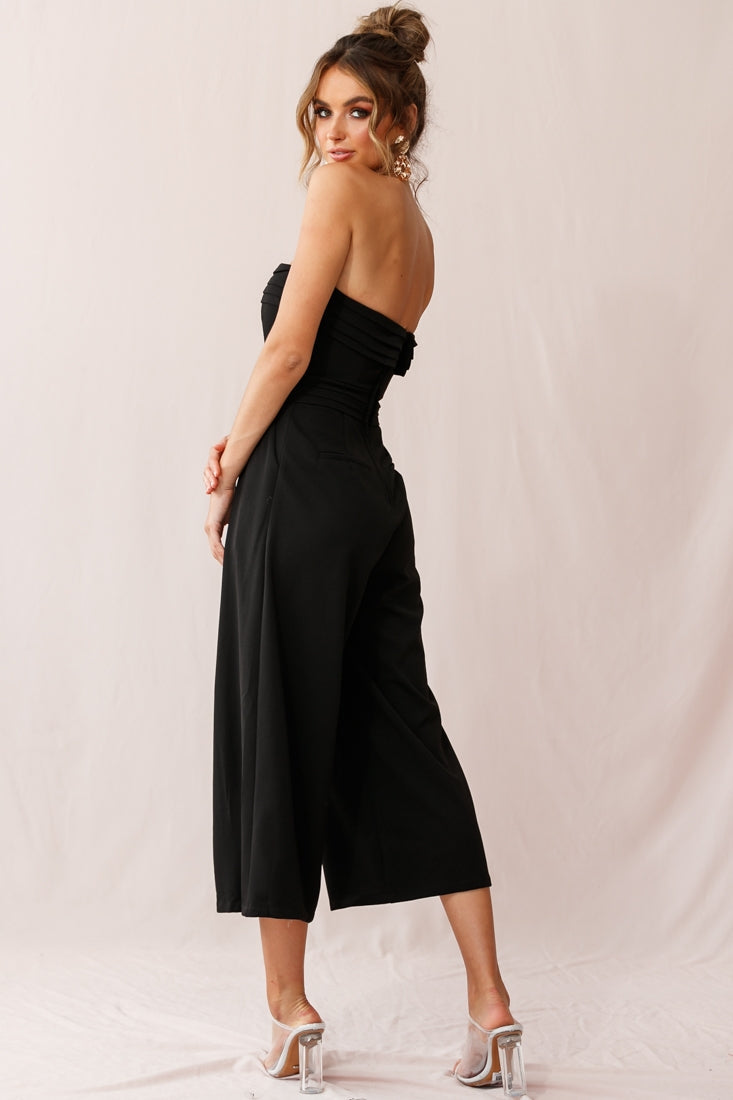 Chosen Strapless Wide Leg Jumpsuit Black by Selfie Leslie