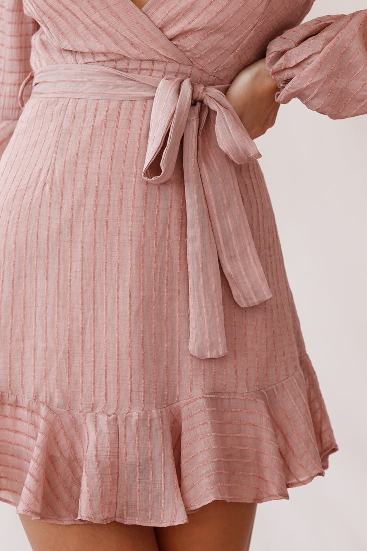 Adelaide Long Balloon Sleeve Wrap Dress Rose by Selfie Leslie