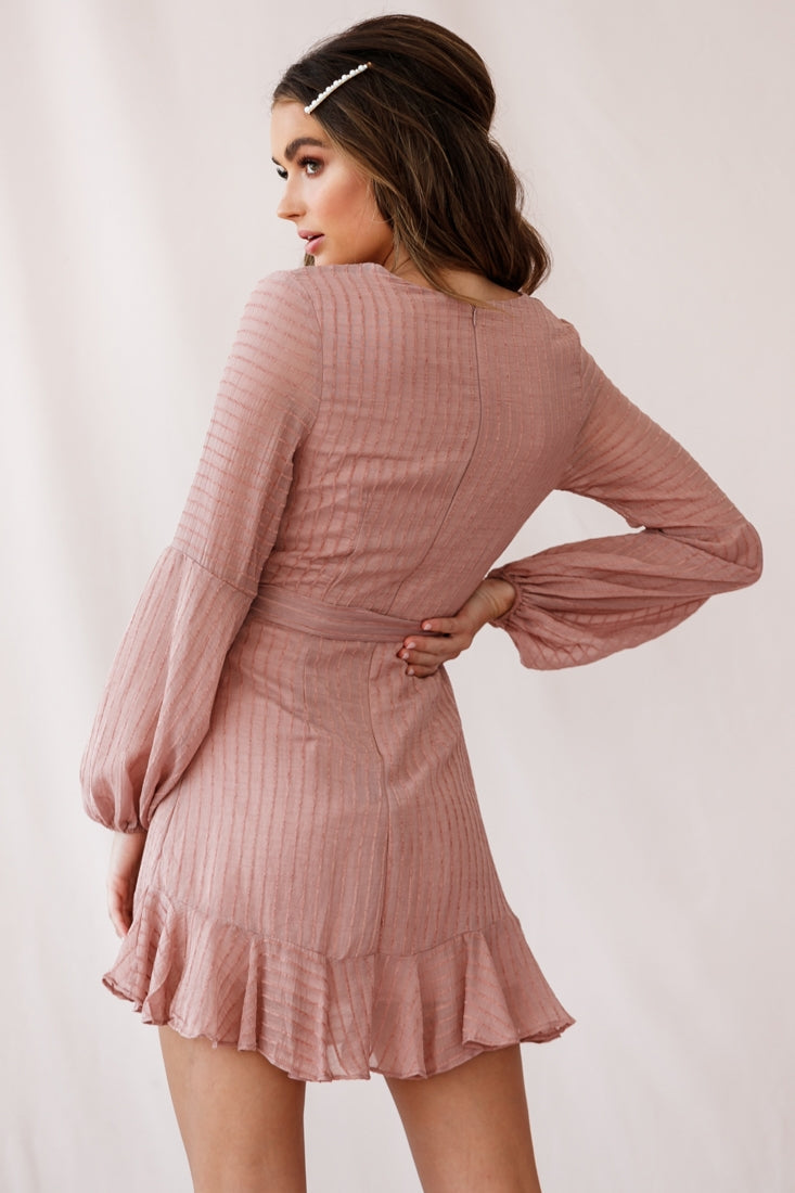 Adelaide Long Balloon Sleeve Wrap Dress Rose by Selfie Leslie