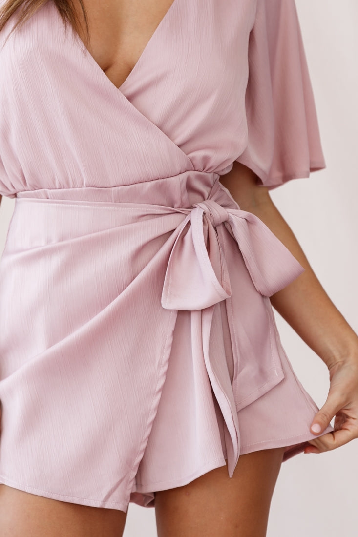 Nadi V-Neckline Wrap Romper Blush by Selfie Leslie