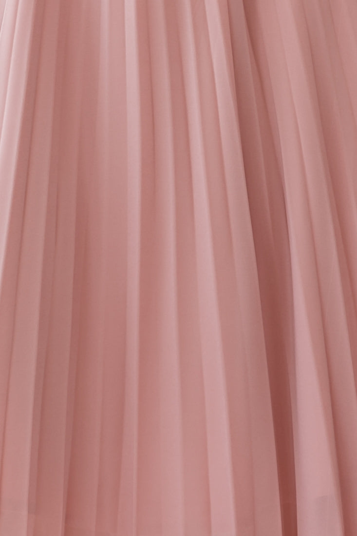 Artemis Accordion Pleat Strappy Back Midi Dress Blush by Selfie Leslie