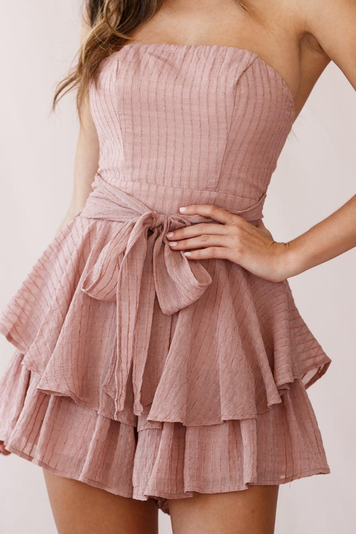Maddox Fit & Flare Bandeau Romper Rose by Selfie Leslie